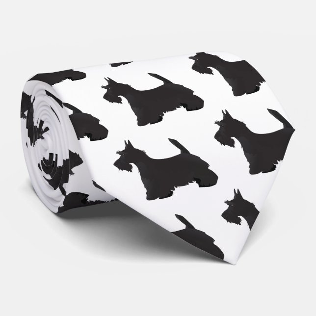 Scottie Scottish Terrier Basic Breed SIlhouette Tie (Rolled)
