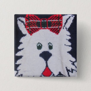 scottie scottish terrier puppy dog plaid button