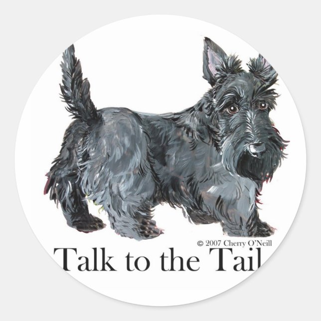 Scottie Talk to the Tail Classic Round Sticker (Front)