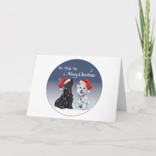 Scottie & Westie Christmas Carols Holiday Card