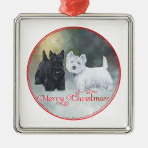 Scottie Westie  Christmas Metal Tree Decoration