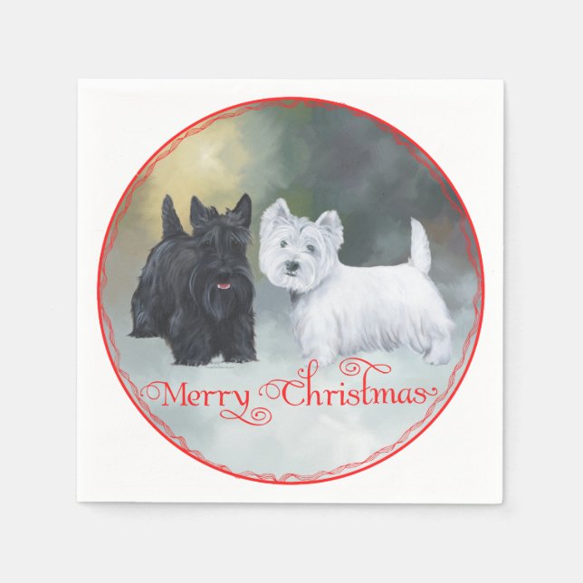 Scottie Westie  Christmas Napkin (Front)
