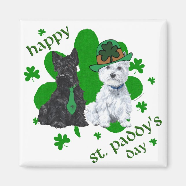 Scottie & Westie St. Paddy's Day Magnet (Front)