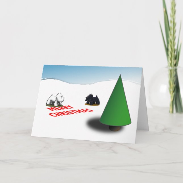 Scottie/Westie Tannenbaum Holiday Card (Front)
