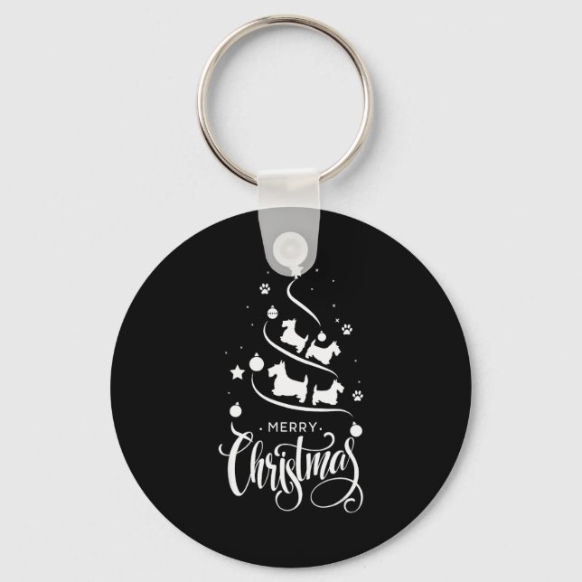 Scottierrier Dog Owners Christmas Tree Dog Lovers  Key Ring (Front)