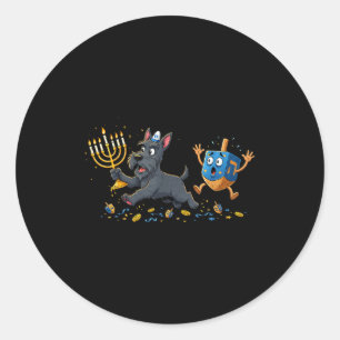 Scottierrier Dreidel Menorah Hanukkah Kids Womens  Classic Round Sticker