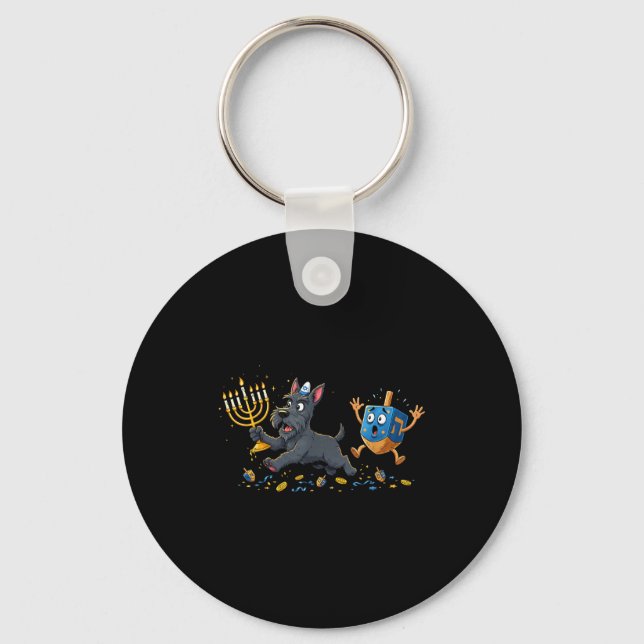 Scottierrier Dreidel Menorah Hanukkah Kids Womens  Key Ring (Front)