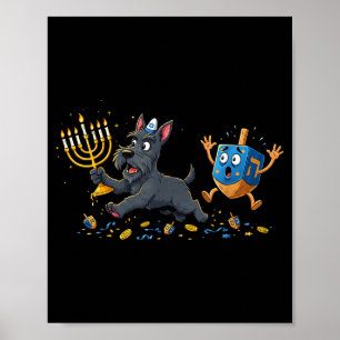 Scottierrier Dreidel Menorah Hanukkah Kids Womens  Poster