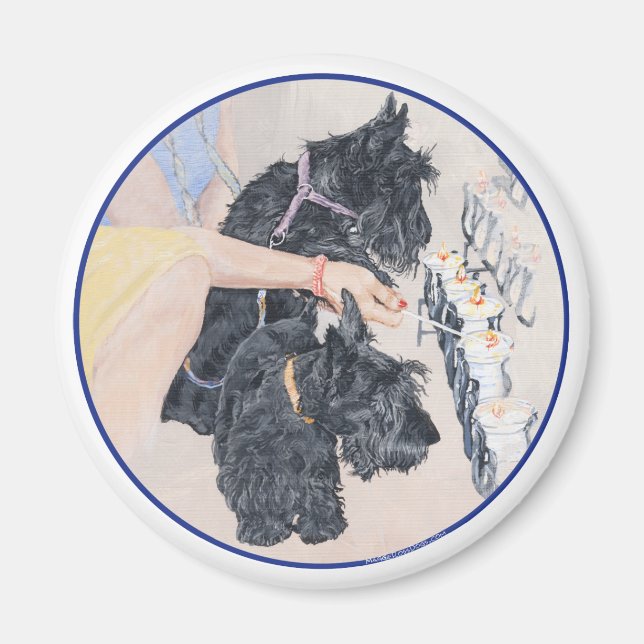 Scotties Lighting Candles Magnet (Front)