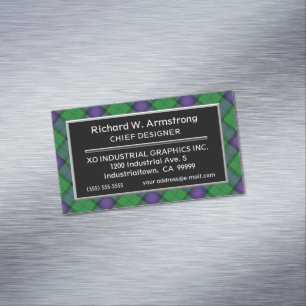 Scottish Accent Clan Armstrong Tartan Magnetic Business Card
