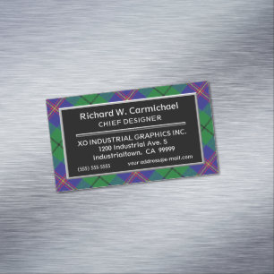 Scottish Accent Clan Carmichael Tartan Magnetic Business Card