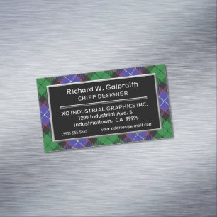Scottish Accent Clan Galbraith Tartan Magnetic Business Card