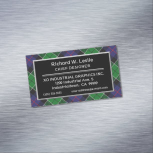 Scottish Accent Clan Leslie Tartan Magnetic Business Card
