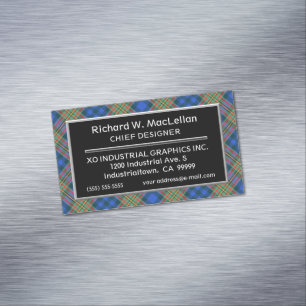 Scottish Accent Clan MacLellan Tartan Magnetic Business Card