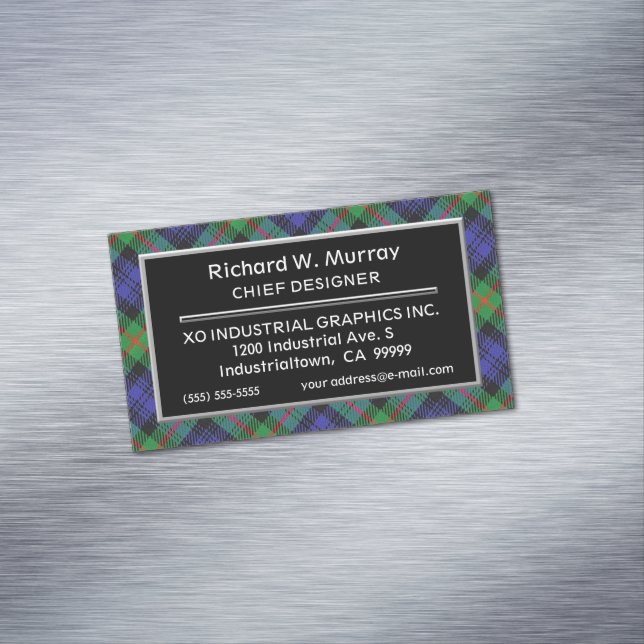 Scottish Accent Clan Murray Tartan Magnetic Business Card (In Situ)