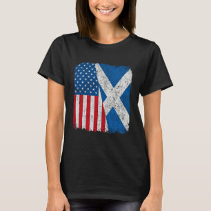 Scottish American Flag Half USA Scotland Root Prou T-Shirt