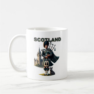 Scottish Bagpipe player with Scottish Terrier Coffee Mug