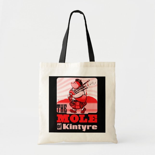Scottish Bagpipe Playing Mole Of Kintyre Tote Bag (Front)