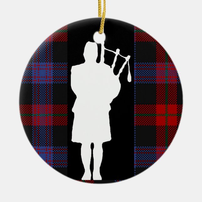 Scottish Bagpiper Ceramic Tree Decoration (Front)