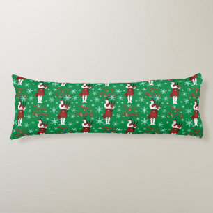 Scottish Bagpiper Merry Christmas with Snowflakes Body Cushion