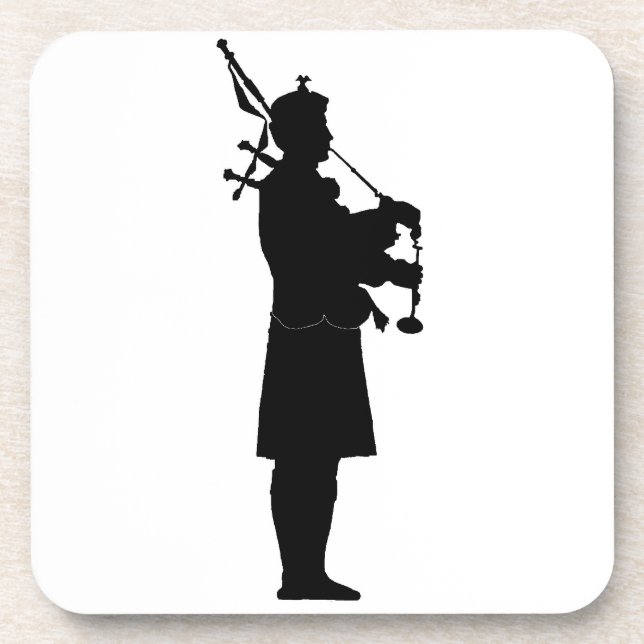 Scottish Bagpiper Silhouette Coaster (Front)