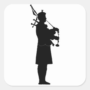 Scottish Bagpiper Silhouette Square Sticker
