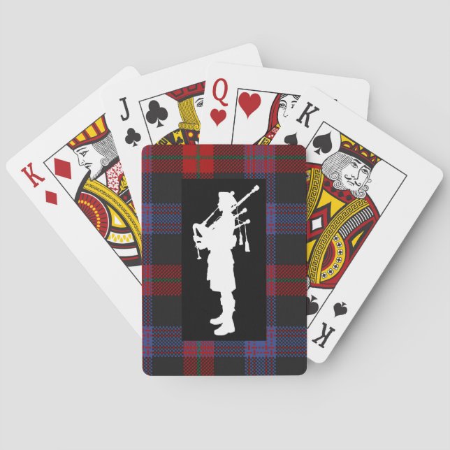 Scottish Bagpiper Tartan Playing Cards (Back)