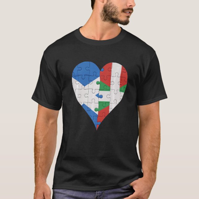 Scottish Basque Flag Heart   T-Shirt (Front)