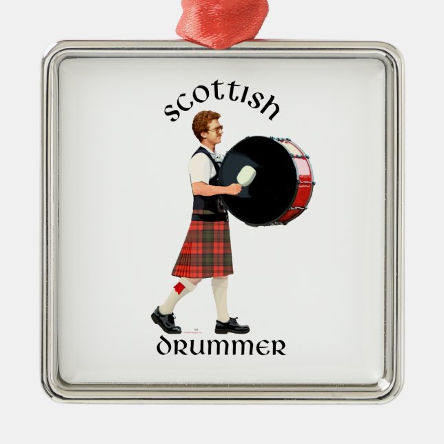 Scottish Bass Drummer Metal Tree Decoration (Front)