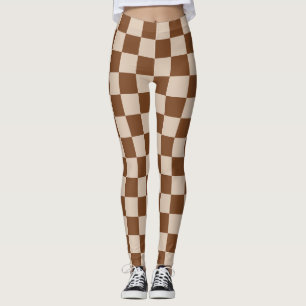Scottish Blast Chessboard Tan and Brown  Plaid Leggings
