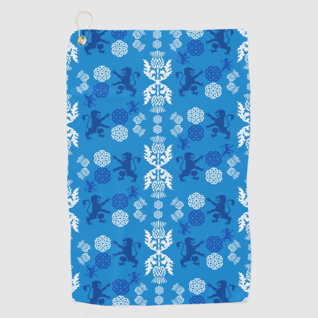 Scottish Blue And White  Golf Towel (Front)