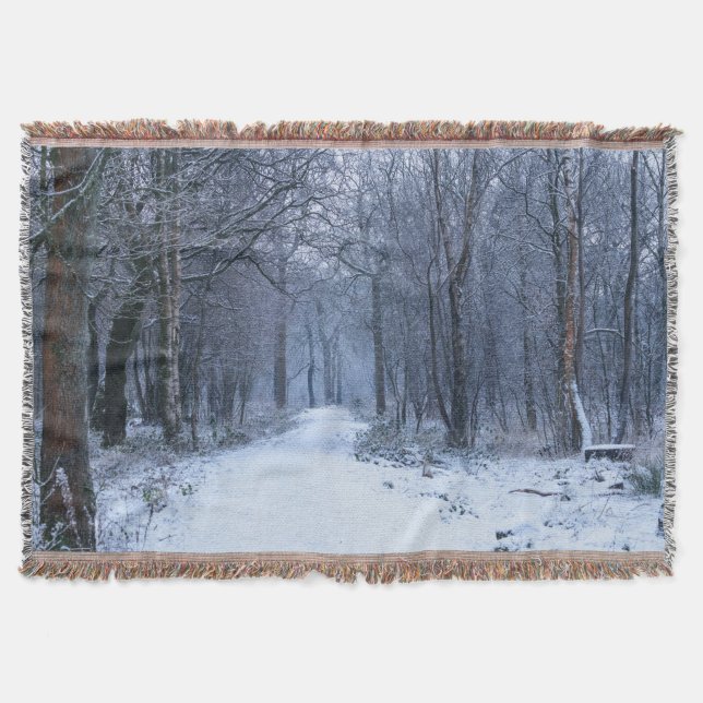 Scottish Bluebell Woods in Winter Throw Blanket (Front)