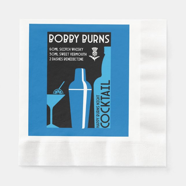 Scottish Bobby Burns Whiskey Cocktail Napkin (Front)