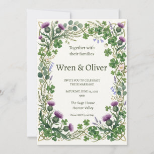 Scottish Botanical Wreath Wedding Invitation   Thi