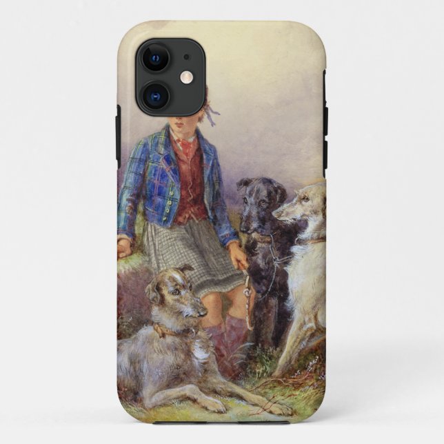 Scottish boy with wolfhounds in a Highland landsca Case-Mate iPhone Case (Back)