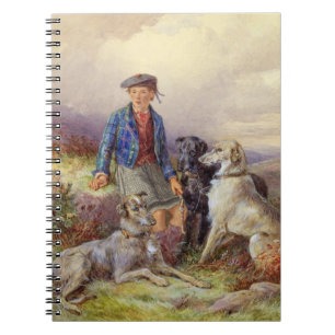 Scottish boy with wolfhounds in a Highland landsca Spiral Notebook