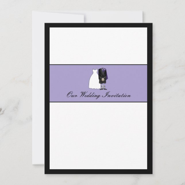 Scottish Bride & Groom Wedding Invitation - purple (Front)