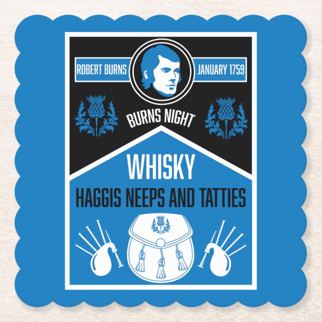 Scottish Burns Night Paper Coaster (Front)