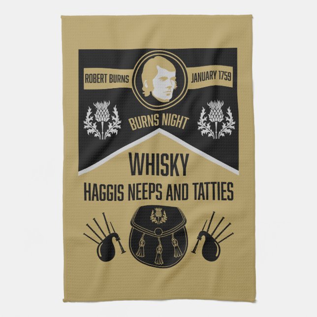 Scottish Burns Night Tea Towel (Vertical)
