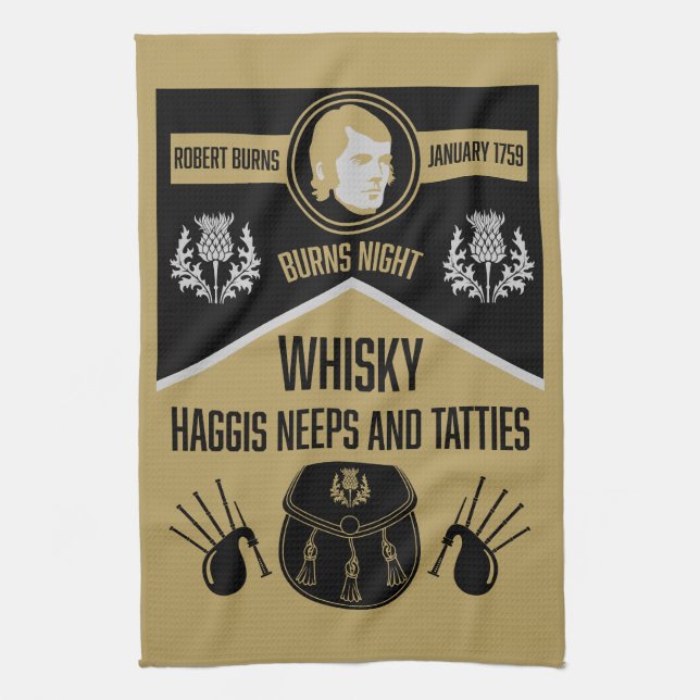 Scottish Burns Night Tea Towel (Vertical)