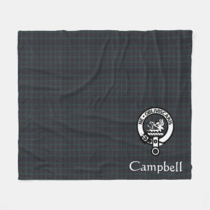 Scottish Campbell Crest Badge & Tartan  Fleece Blanket