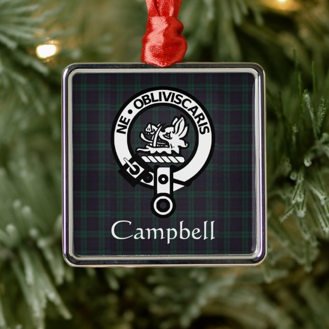 Scottish Campbell Crest Badge & Tartan  Metal Tree Decoration (Tree)