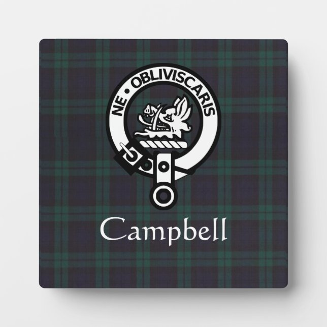 Scottish Campbell Crest Badge & Tartan  Plaque (Front)
