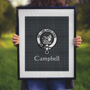 Scottish Campbell Crest Badge & Tartan  Poster