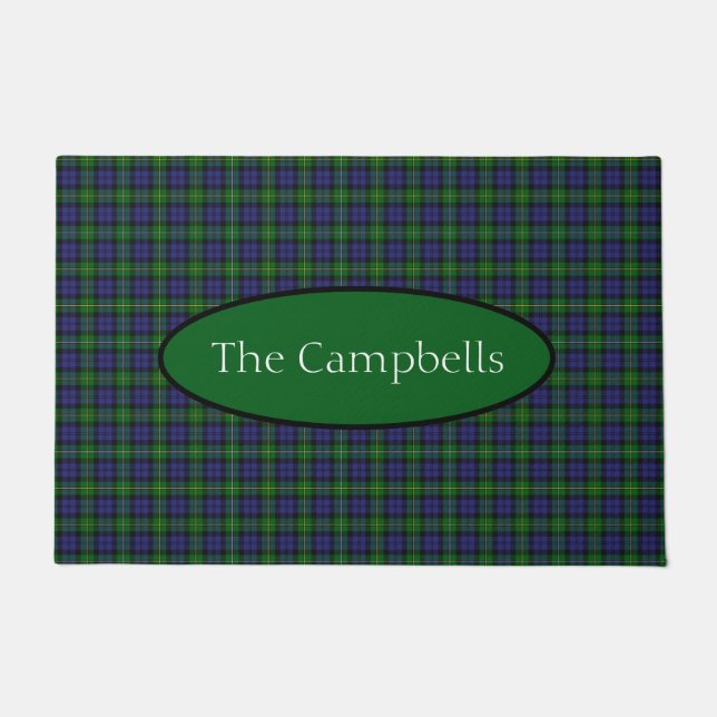 Scottish Campbell Family Tartan Personalised  Doormat (Front)