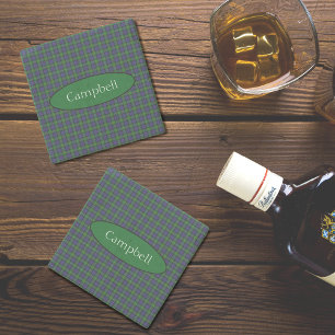 Scottish Campbell Family Tartan Personalised Stone Coaster