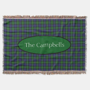 Scottish Campbell Family Tartan Personalised  Throw Blanket