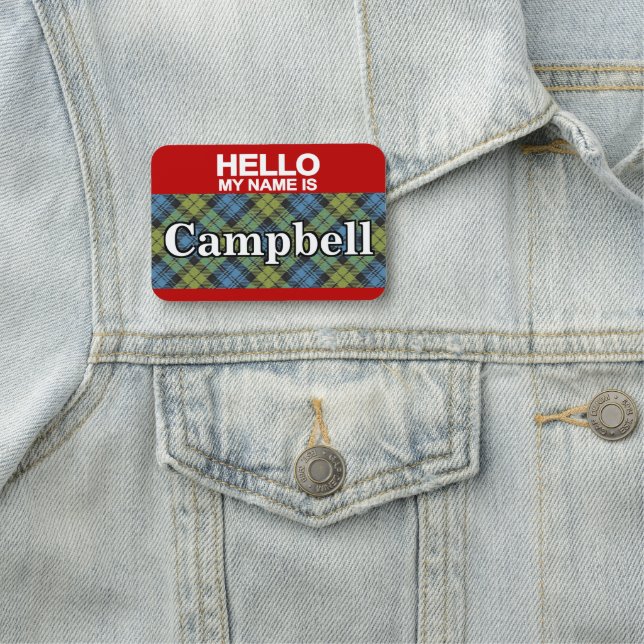 Scottish Campbell Family Tartan Plaid Name Tag (In Situ)