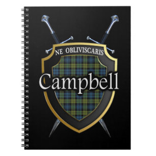 Scottish Campbell Tartan Shield & Swords Spiral Notebook