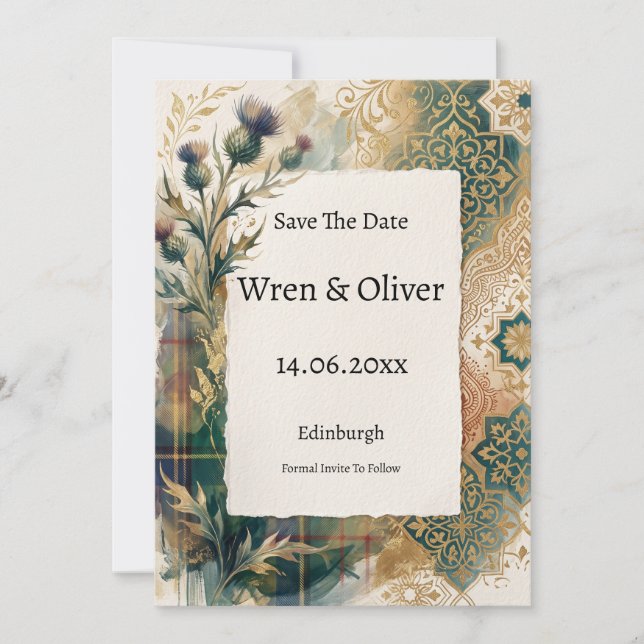 Scottish Canadian Heritage Save the Date Card (Front)